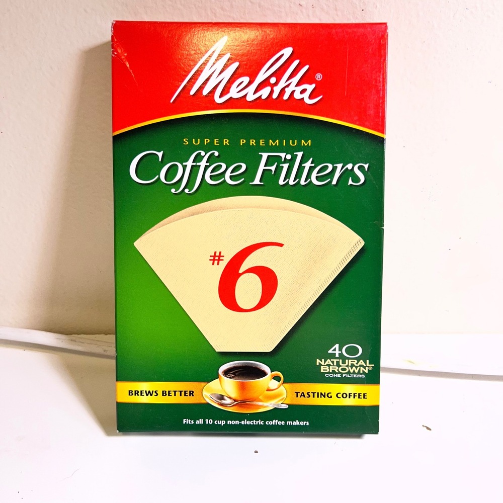 Melitta‎ #6 Coffee Filters Natural Brown 40 Count Super Premium Cone Unbleached